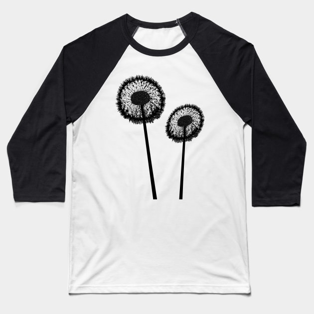 Black Dandelions Baseball T-Shirt by msmart